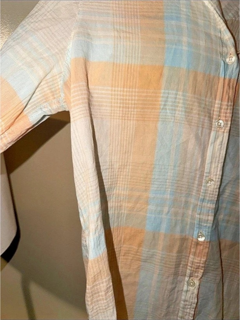 J.Crew Plaid Button Down in Blue & Orange Size Small - Picture 4 of 5